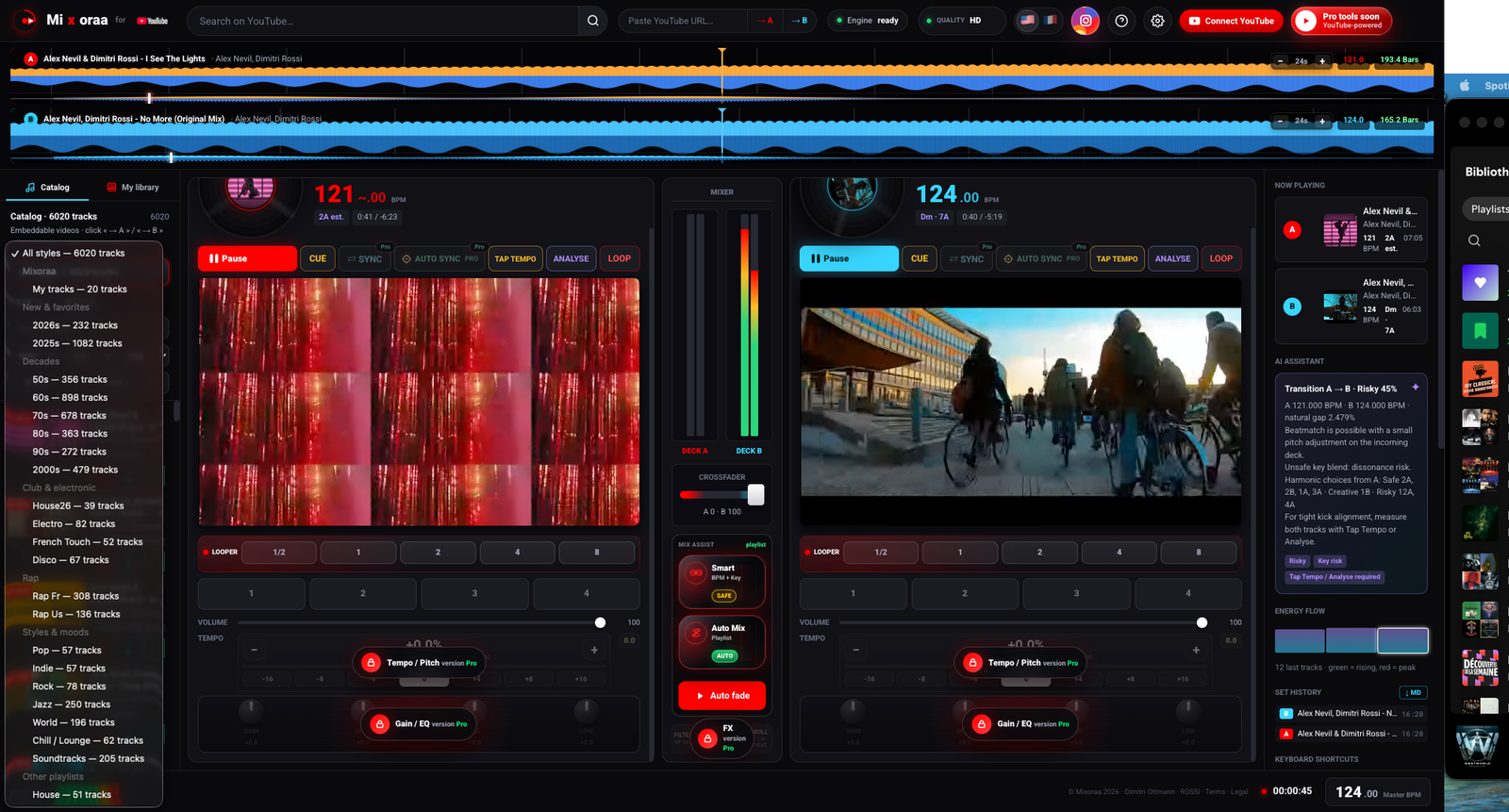 Interface Mixoraa complète avec deux decks