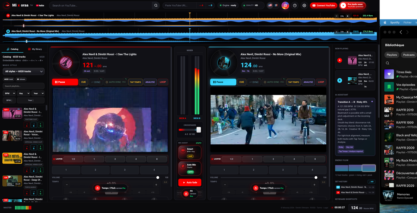 Interface Mixoraa complète avec bibliothèque
