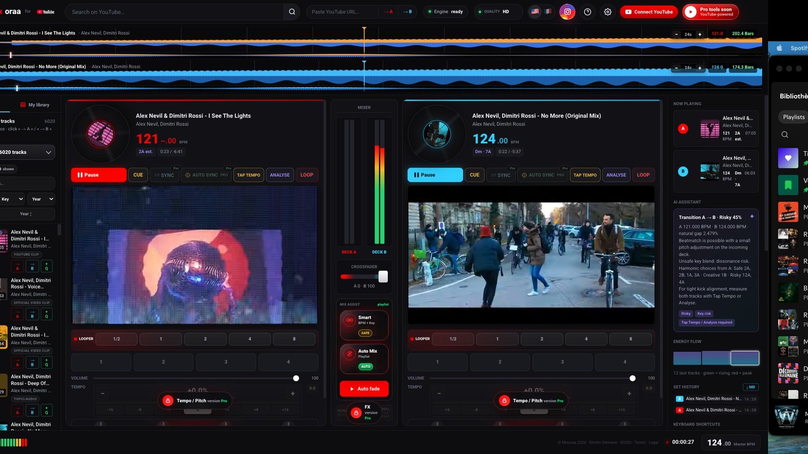 Interface Mixoraa plateforme musicale développée par ORAA