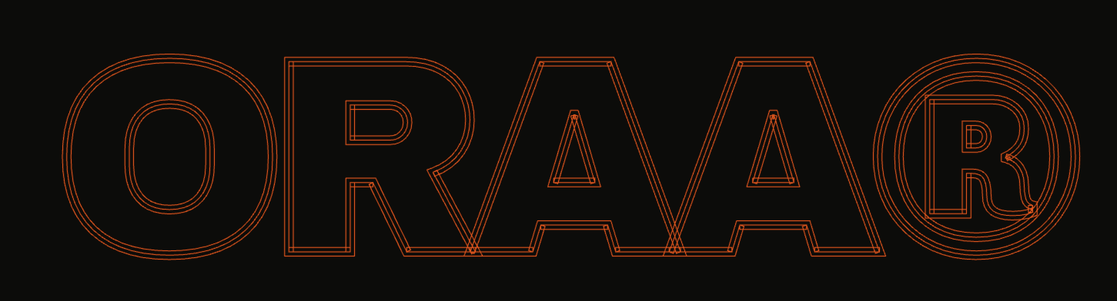 Logo ORAA wireframe fond noir 4K
